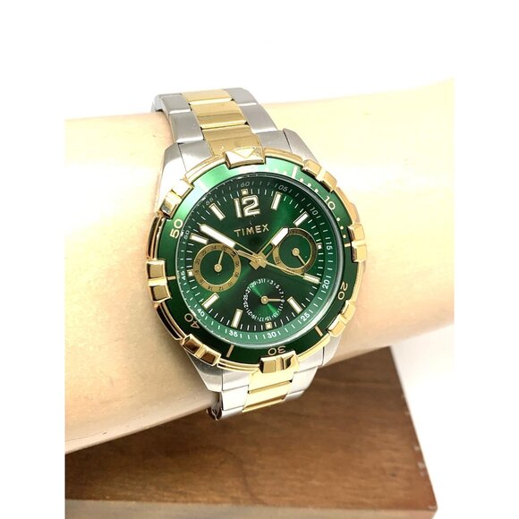 Timex Men's Watch TW2V78700 Quartz Green  Dial Two Tone Stainless Steel 45mm - Picture 12 of 15